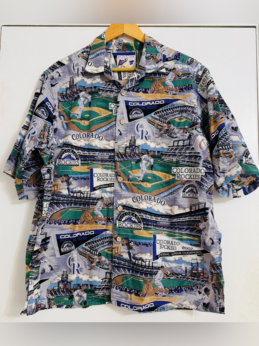 Reyn Spooner Colorado Rockies Hawaiian Shirt XL 2007 NL Champs MLB Aloha